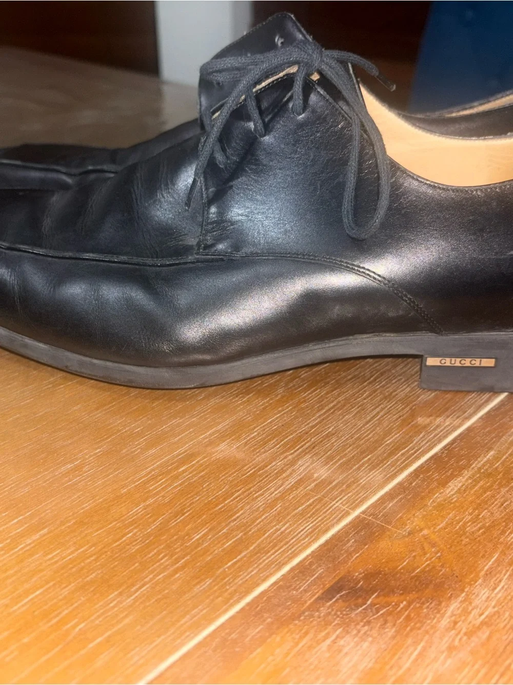 Authentic Gucci Black Let her Lace Up Men’s Dress Shoes Size 42.5 E (US9.5)